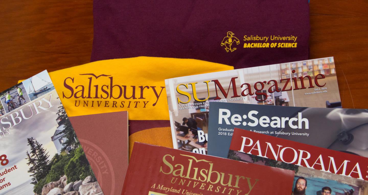 magazines and t-shirts from publications