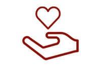 SU Cares Logo Hand and Heart