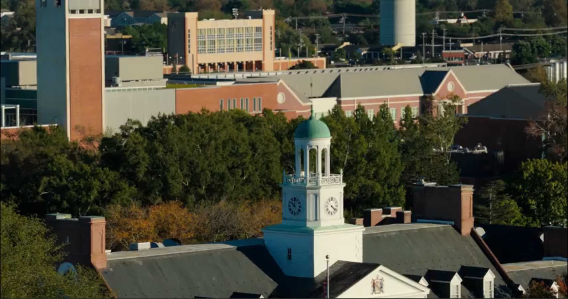 Aerial view of campus from the west
