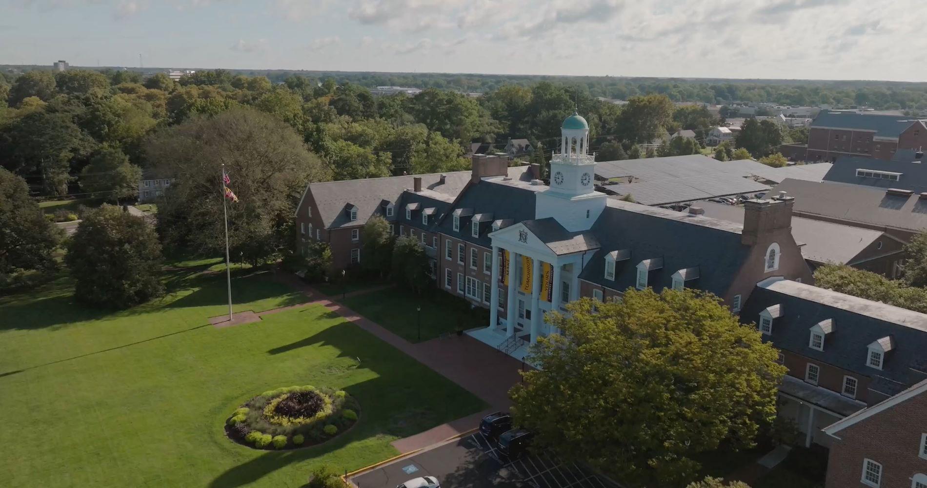 Aerial view of Holloway Hall