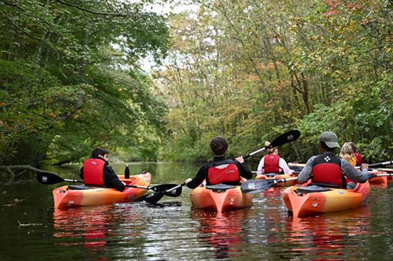 students kayaking