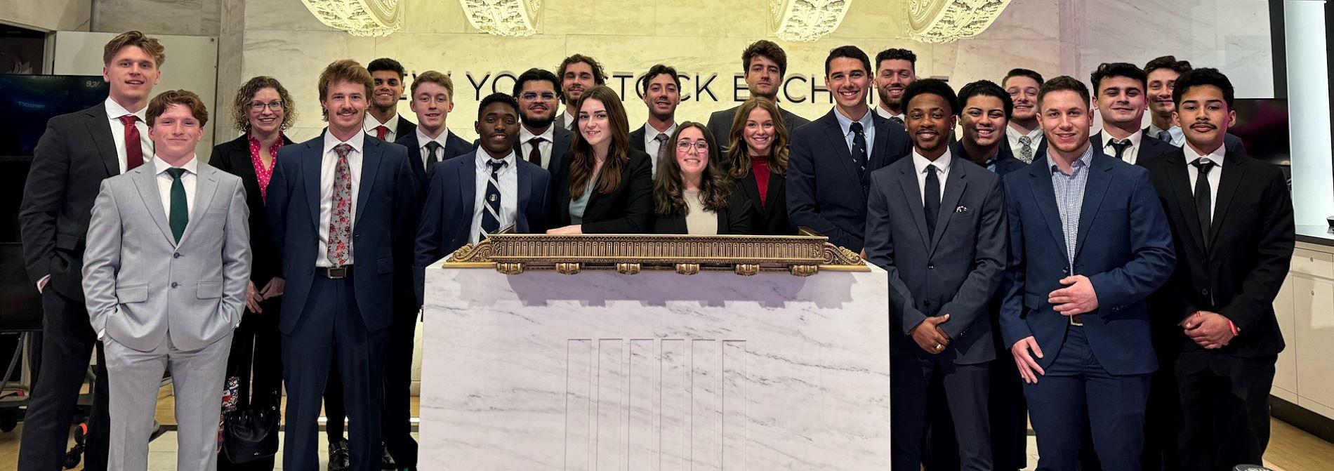 Finance students at the New York Stock Exchange