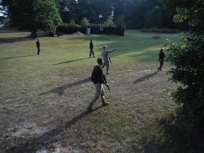 Cadet Fazio leading underclassmen in a tactical exercise