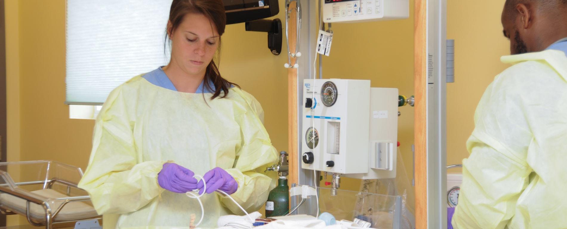 students working in lab