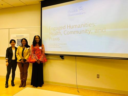 Drs. Vinita Agarwal (Communication), Tina Reid (Nursing), and Yujia Song (Philosophy)