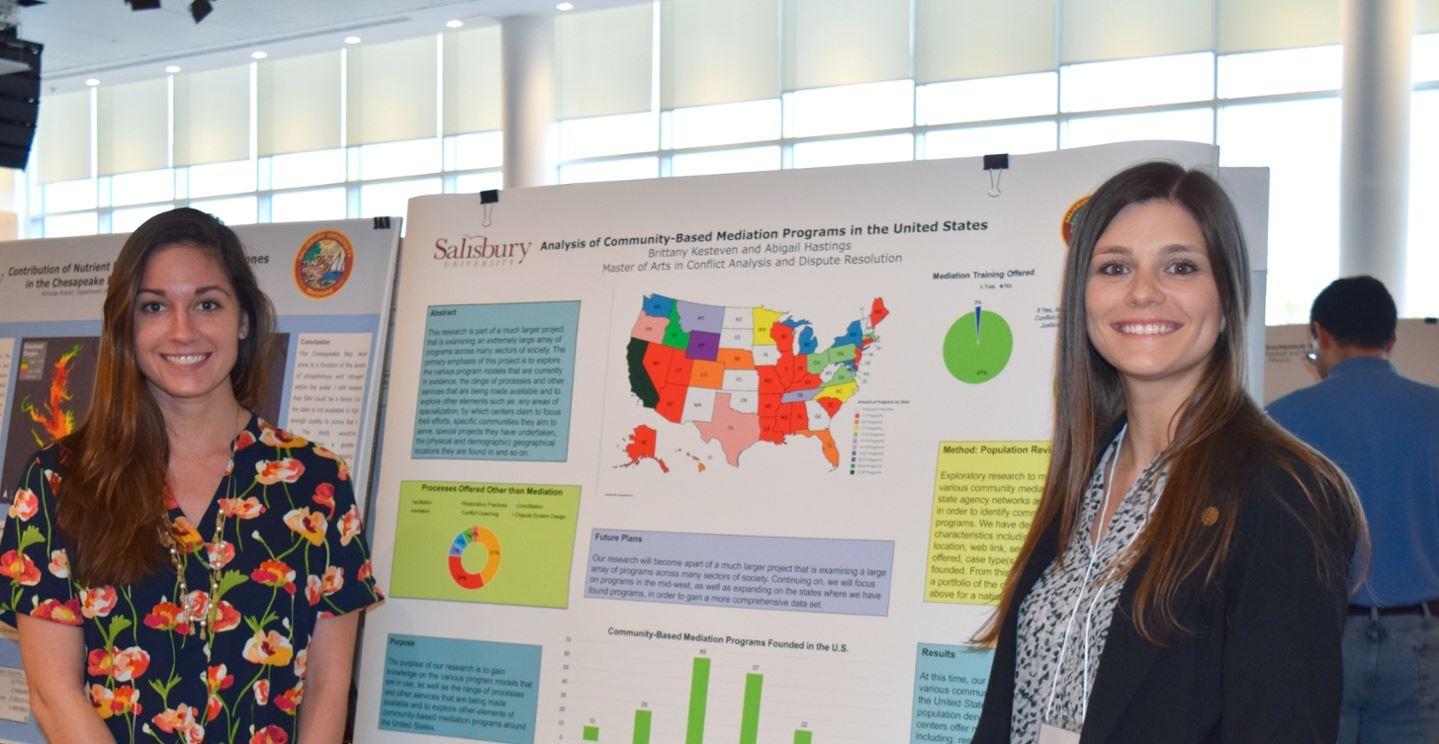 students presenting undergraduate research poster