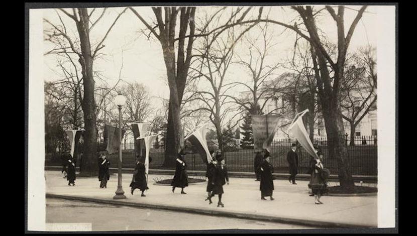 Maryland women picketing outside of the White House.