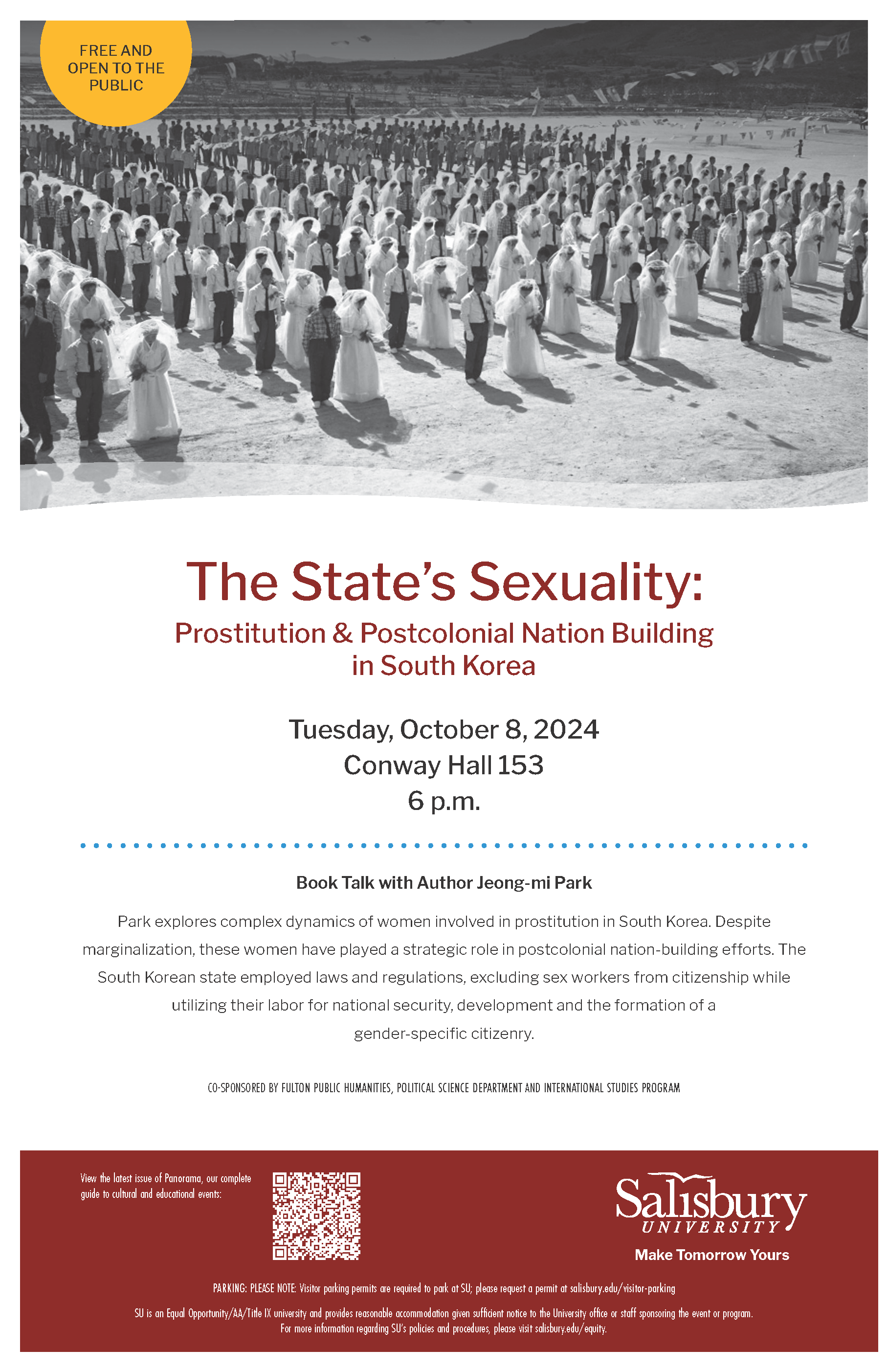 Book Talk: The State’s Sexuality: Prostitution and Postcolonial National Building in South Korea Poster