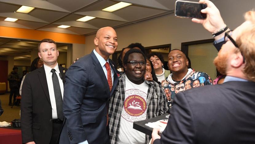 Sociology Front students with Gov. Wes Moore