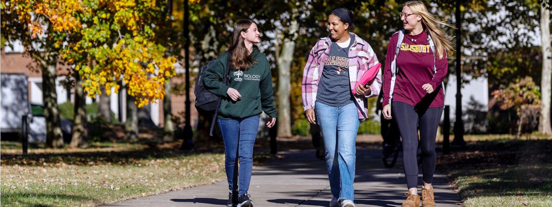 students walking on campus