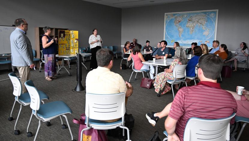 Faculty playing Triva