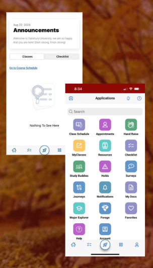 Screen shots of Navigate App on phone
