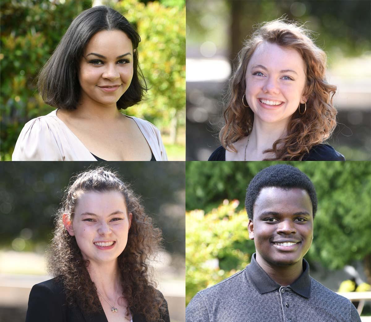 Clockwise from top left: Kathryn Stout, Julia Rohrer, Abiodun Adeoye and Jessica Pierce
