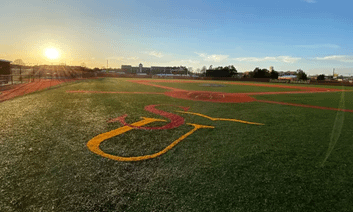 Image of SU's baseball field from behind home plate