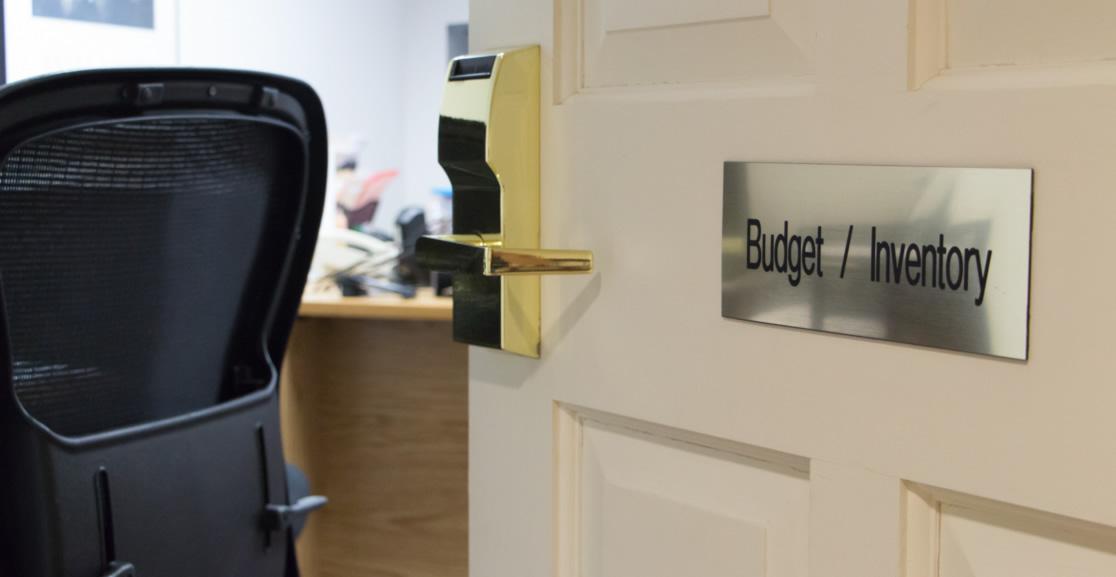 budget/inventory office door