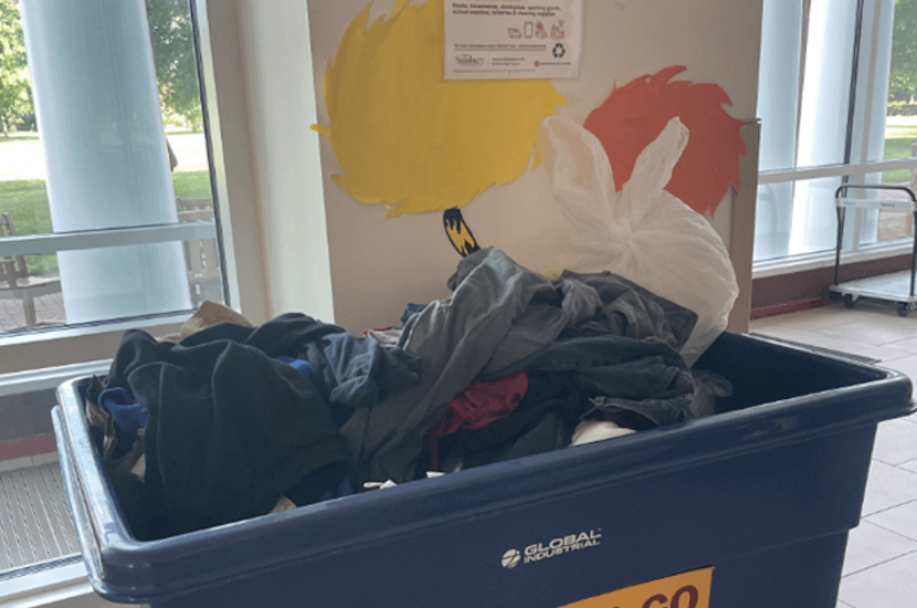 Donation supplies in a Give-&-Go bin