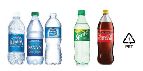 Single use plastic drinking bottles