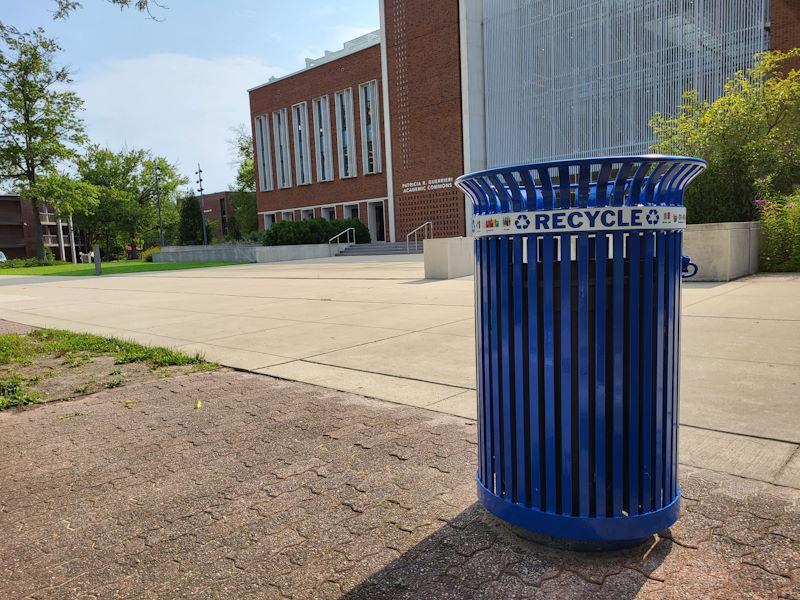 Recycling bin on campus