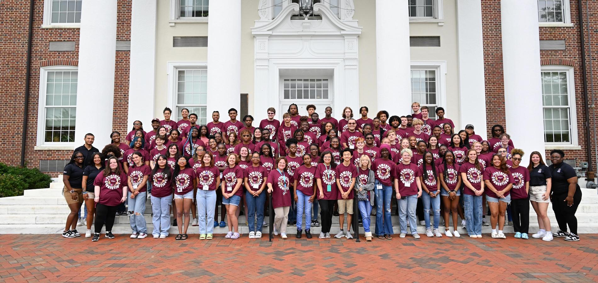 Powerful Connections students on steps of Hollway Hall