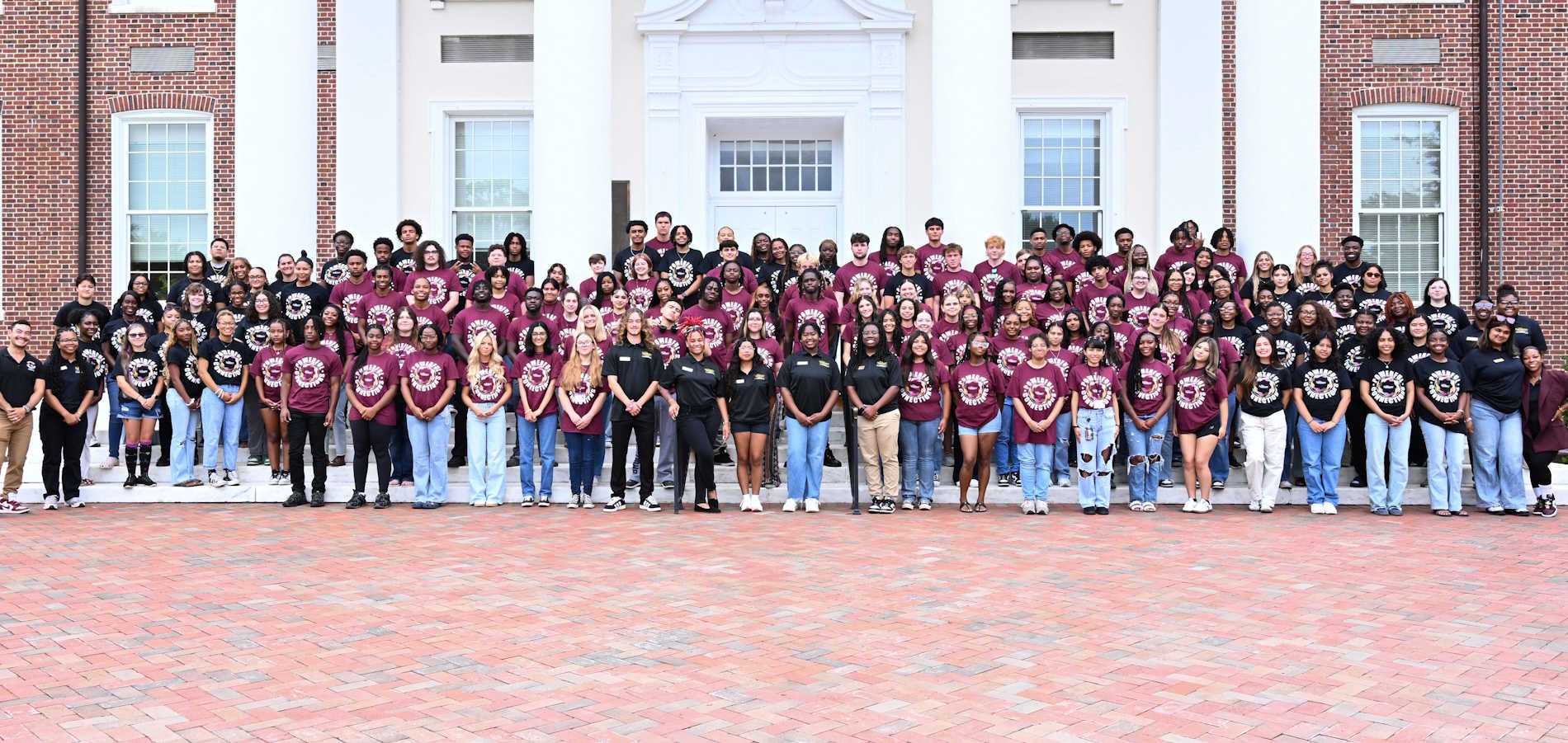 Powerful Connections students on steps of Hollway Hall