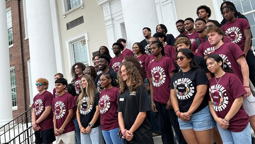 Powerful Connections group photo in front of Holloway Hall