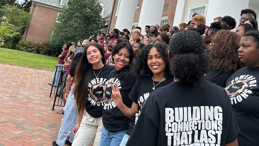 Powerful Connections group in front of Holloway Hall