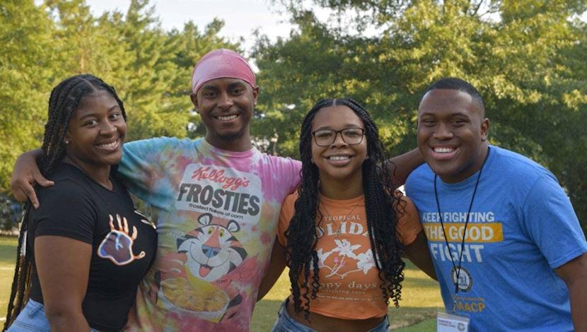 Students outside on campus