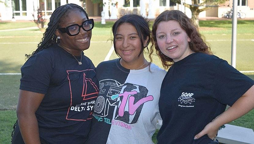 Students outside on campus