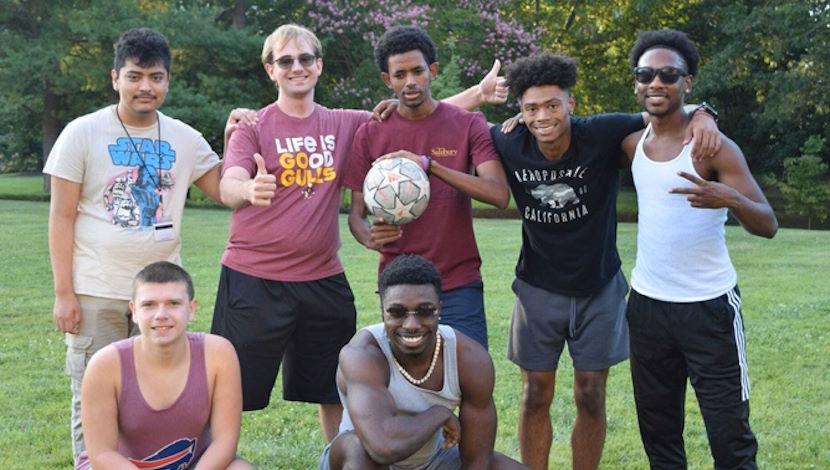 Students outside on campus