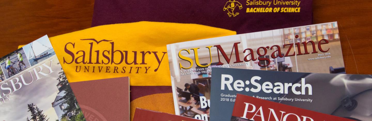 magazines and t-shirts from publications