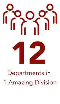 12 Departments in 1 Amazing Division text and icon