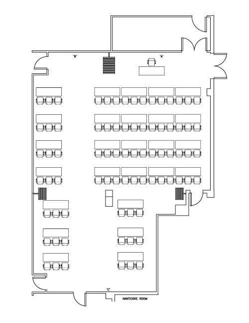 Nanticoke Room Diagram - Classroom #5 Style (Room A,B & C) - Max. # of People: 78