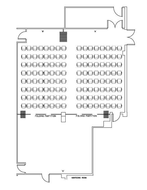 Nanticoke Room Diagram - Theatre #4 Style (Rooms A & B) - Max. # of People: 128