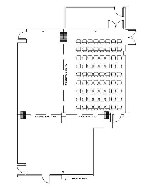 Nanticoke Room Diagram - Theatre #1 Style (Room A) - Max. # of People: 75