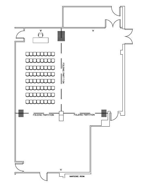 Nanticoke Room Diagram - Theatre #2 Style (Room B) - Max. # of People: 60