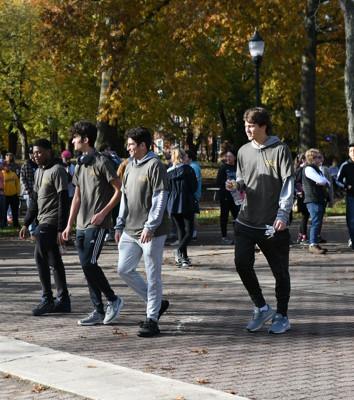 Group of student walking during the Big Event 2021