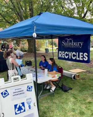 Recycle booth during a campus event