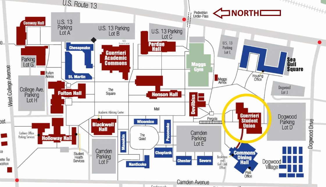 Map to Guerrieri Student Union