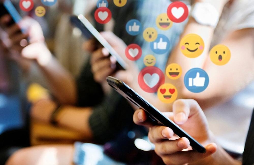 Phone with social media reactions