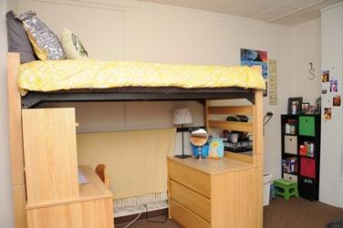 Choptank Hall Double Room - top bunk bed with desk underneath