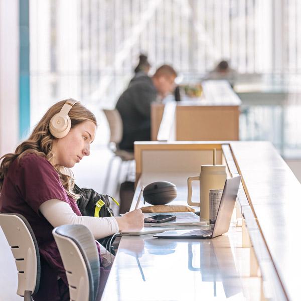 Students studying in the library