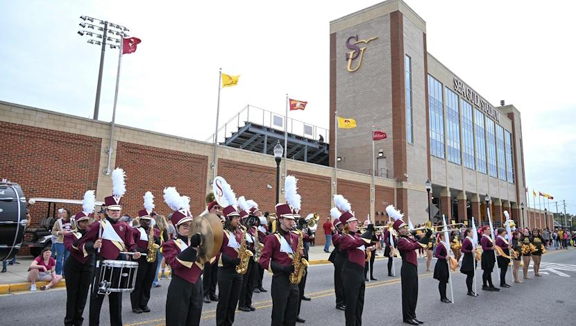 SU Marching Band outside Stadium