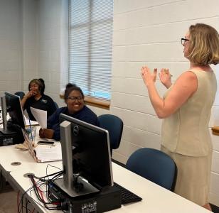 Jenny McFadden working with students