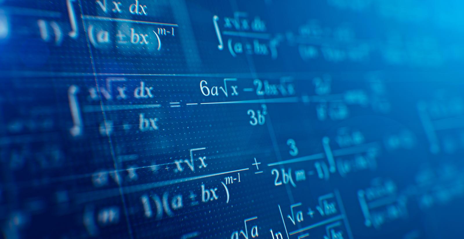 math equations on blue screen, symbolizing a master's of mathematics education
