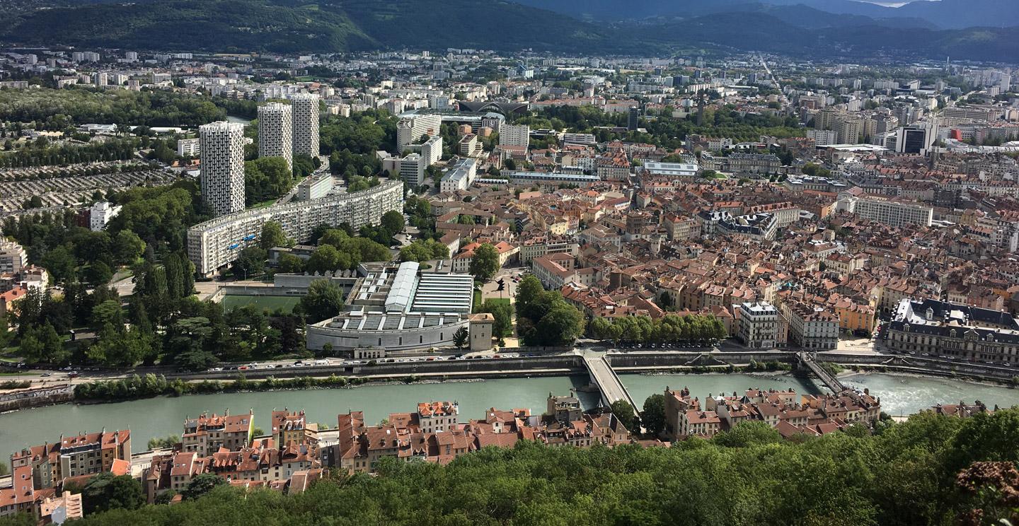 city of grenoble and ise`re river