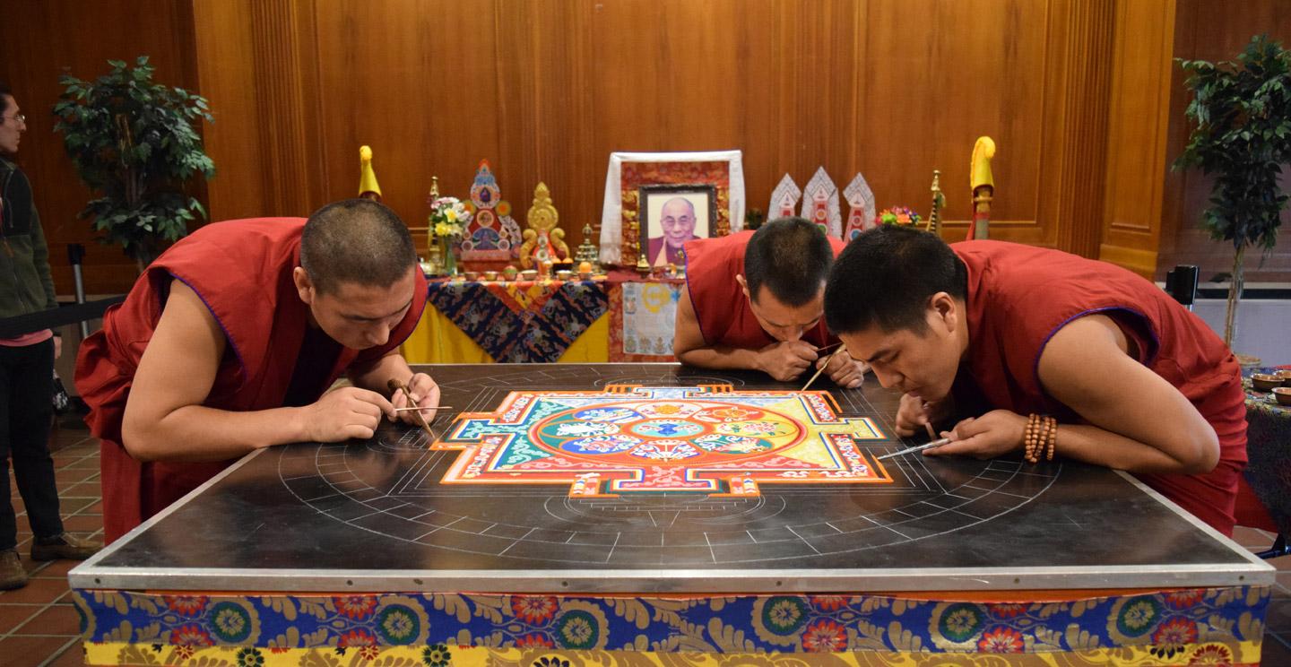 Tibetan monks sand painting