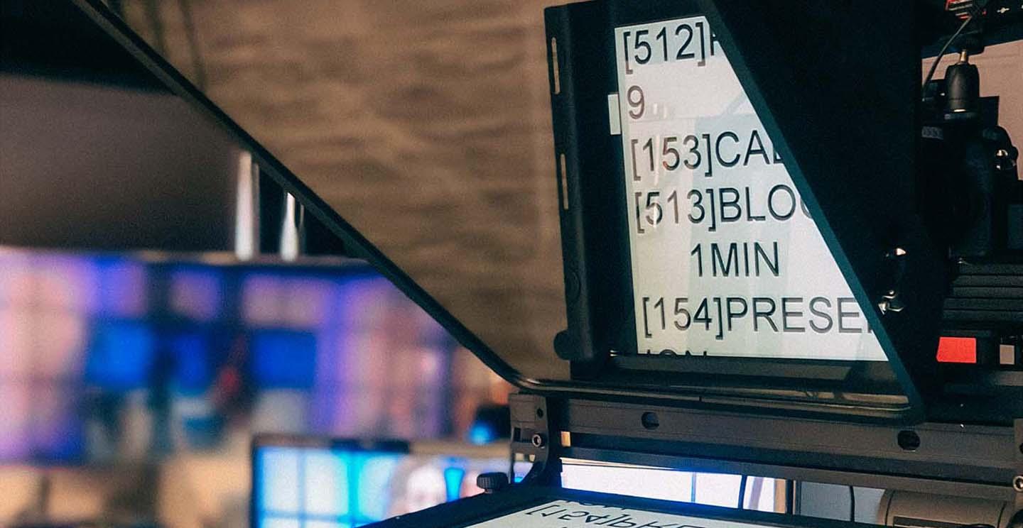 Teleprompter in TV studio