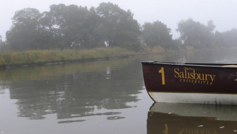 Salisbury University Canoe floating in water