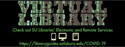 Virtual Library Banner - "Virtual Library. Check out SU Libraries' Electronic and Remote Services.