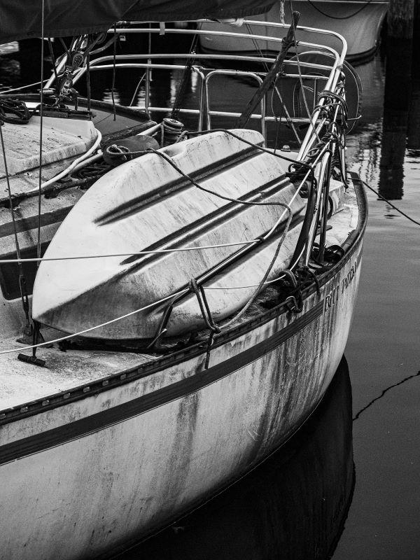 Award winning photograph by Salisbury Student. Shows a boat docked in a marina